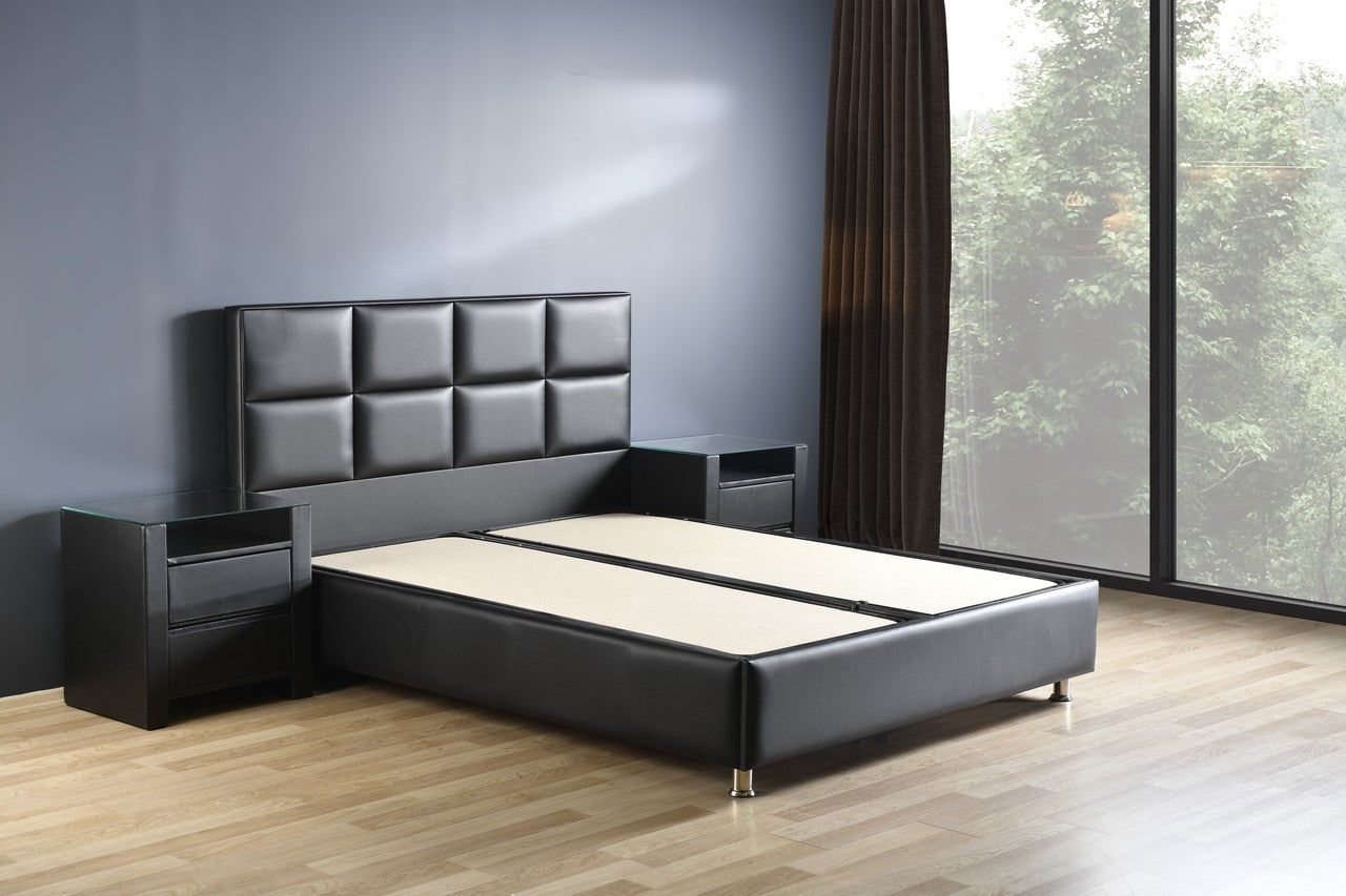 Hypersoft DEMONTE schwarz Polyurethan Leder Boxspringbett Set 3 teilig 90x200 - 180x200