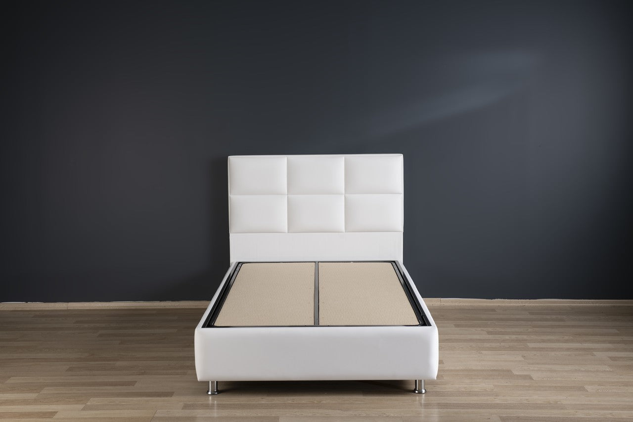 Hypersoft DEMONTE weiß Polyurethan Leder Boxspringbett Set 3 teilig 90x200 - 180x200
