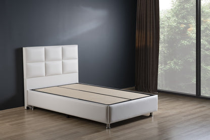 Hypersoft DEMONTE weiß Polyurethan Leder Boxspringbett Set 3 teilig 90x200 - 180x200