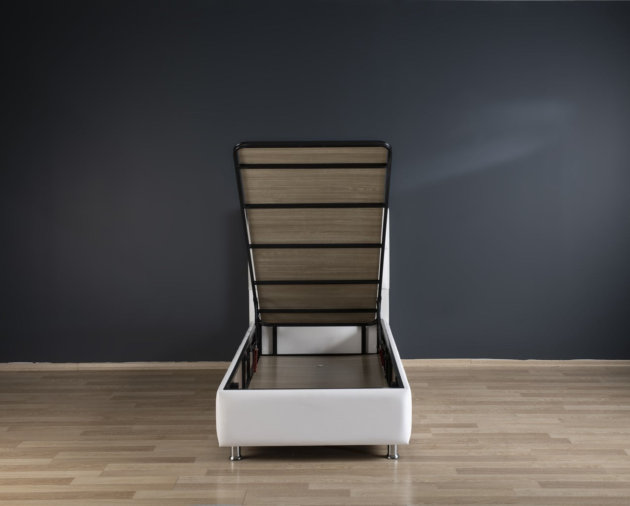 Hypersoft DEMONTE weiß Polyurethan Leder Boxspringbett Set 3 teilig 90x200 - 180x200