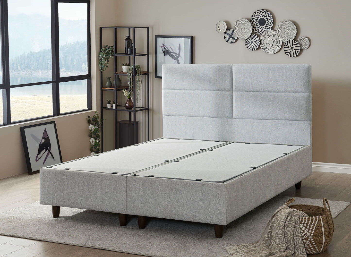 Hypersoft FABRIC weiß Boxspringbett Stauraum Set 3 teilig 90x200 - 180x200