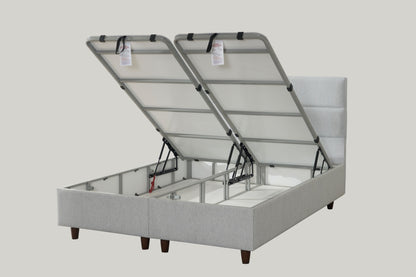 Hypersoft FABRIC weiß Boxspringbett Stauraum Set 3 teilig 90x200 - 180x200