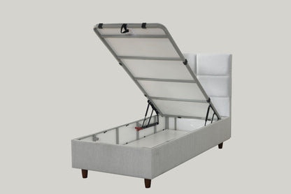 Hypersoft FABRIC weiß Boxspringbett Stauraum Set 3 teilig 90x200 - 180x200