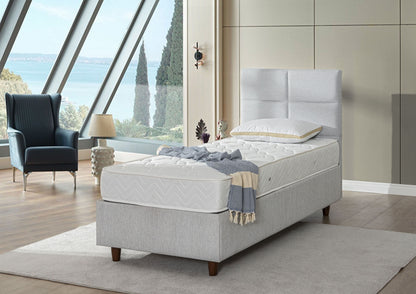 Hypersoft FABRIC weiß Boxspringbett Stauraum Set 3 teilig 90x200 - 180x200
