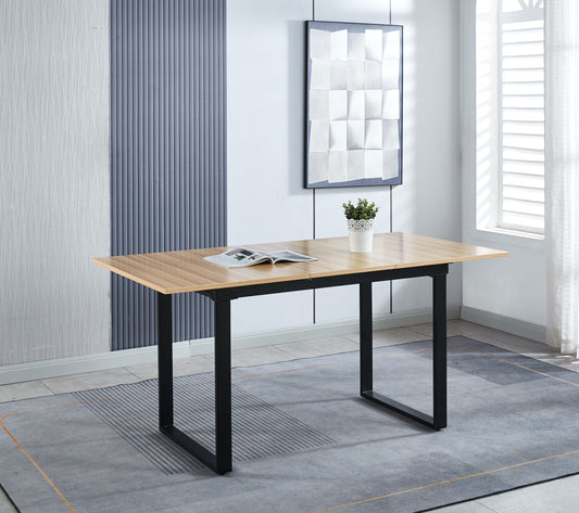 Esstisch Wohnzimmertisch ausklappbar braun 120 - 160cm mit schwarzen Metallbeinen
