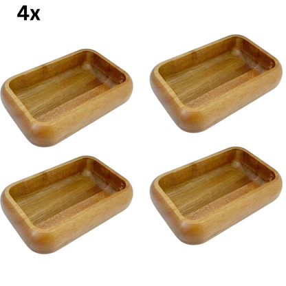 Servierschale Rechteckige Massivholz-Schale im Soft-Edge-Design Akazie Holz15 x 10 cm