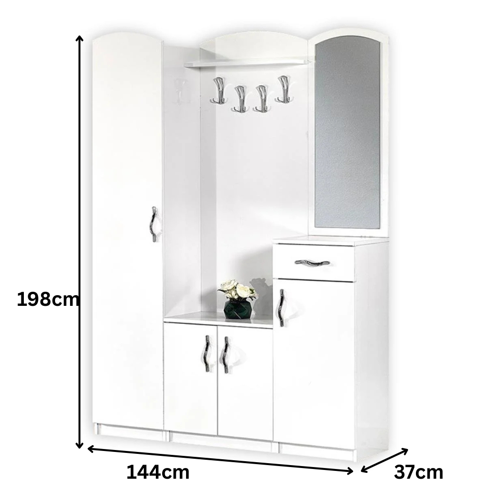Garderobenschrank LENA hochglanz 144x37x198H CM