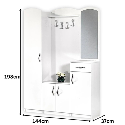 Garderobenschrank LENA hochglanz 144x37x198H CM