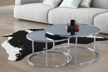 2er Set Couchtisch LOIS Glas gold oder silber