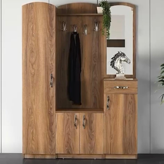 Garderobenschrank LENA Braun mit Spiegel 144x37x198H CM