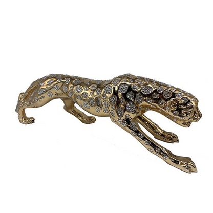 Moderne Deko Skulptur Leopard 80 cm Gold