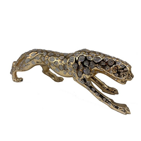 Moderne Deko Skulptur Leopard 80 cm Gold