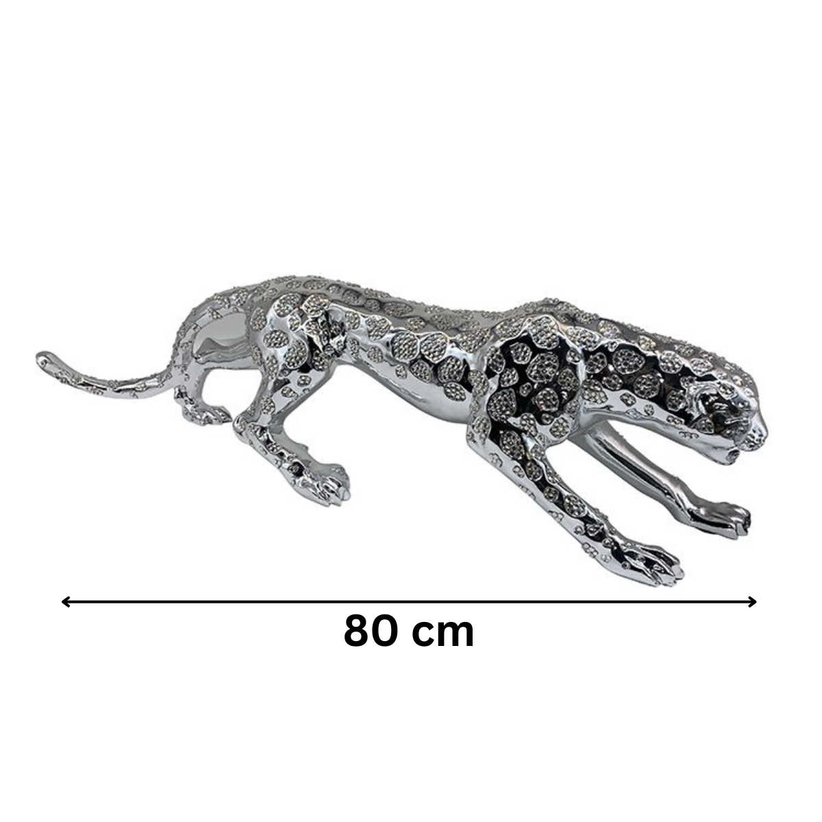 Moderne Deko Skulptur Leopard 80 cm Silber