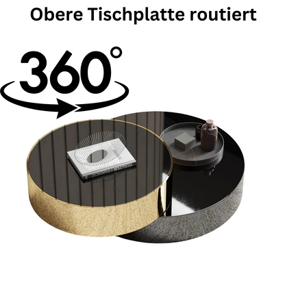 Edles Couchtisch 2er Set mit schwarzer Glasplatte goldener Rahmen 100cm Kaffeetisch Couchtisch Wohnzimmertisch