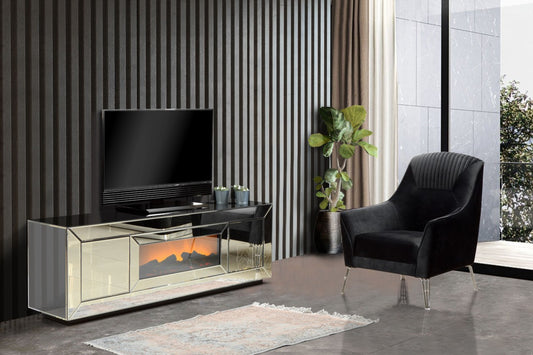 Sideboard Fernsehkommode POLYAM Lagerfeuer-Effekt 170x40cm