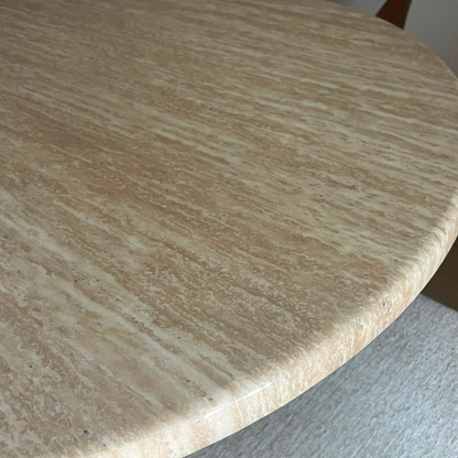 Esstisch & Couchtisch DERVIO Design Set im Säulenstil Travertin-Optik 200x100x75cm