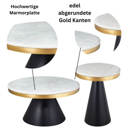 Couchtisch Rovigo 2er Set mit edlen Tischplatten in Marmor-Optik 80cm