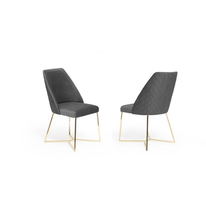 2er Set Esszimmerstühle Polsterstuhl SCALA mit Rückenlehne bis 120 kg belastbar Metallbeine Grau Samt Diamonde Design