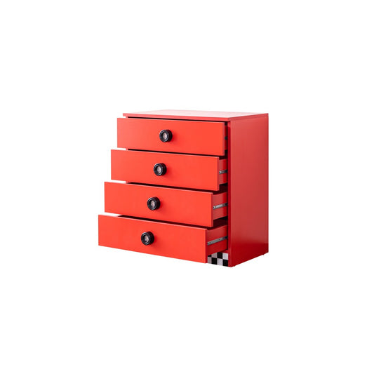 Nachttisch mit 4 Schubladen für Kinder STAR Collection rot