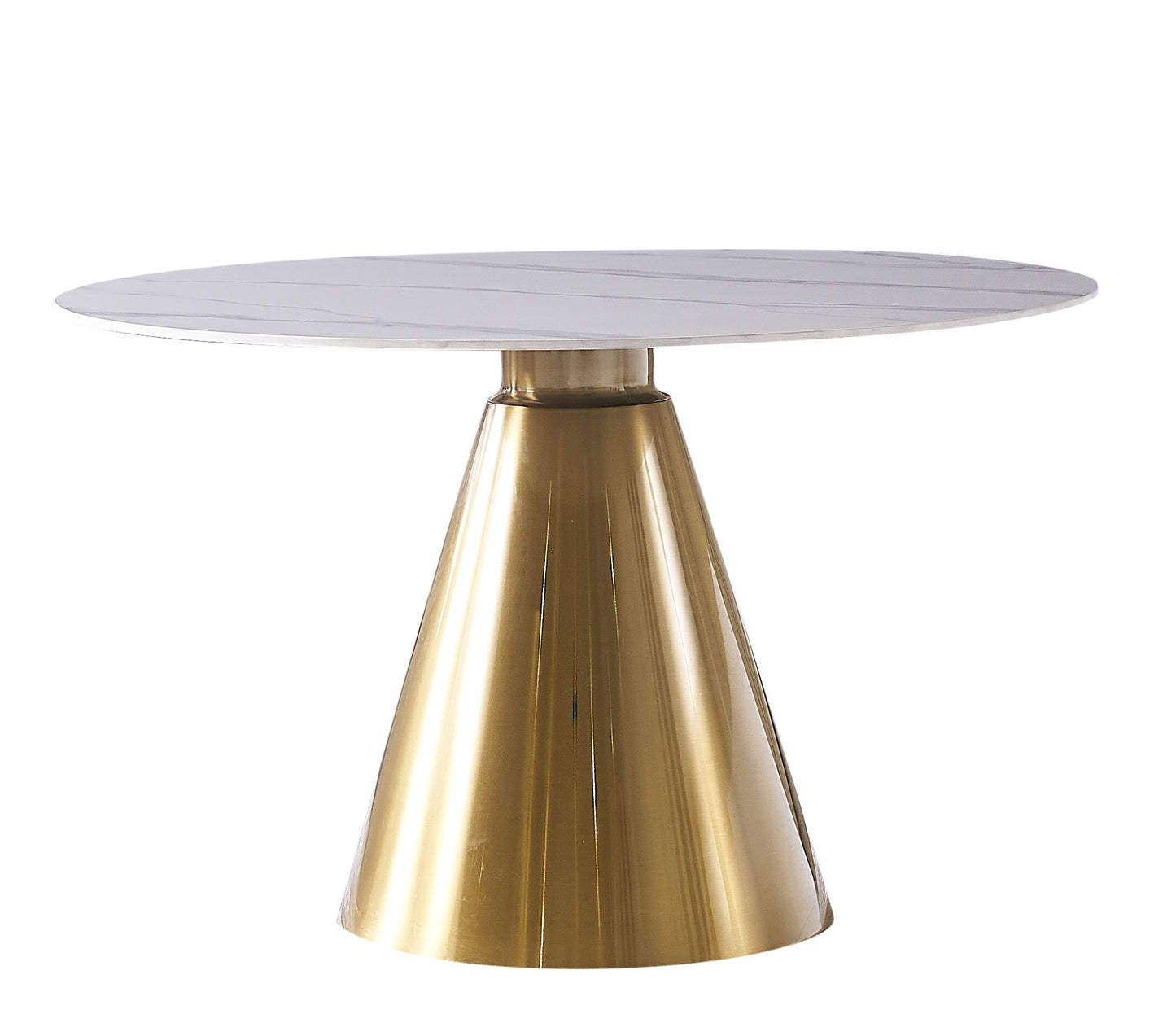 Runder Esstisch Weiß – 130 x 76 cm | Echtmarmorplatte & Goldfuß | Modernes Luxus-Design