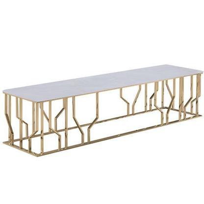 Moderner Rechteckige TV-Sideboard TARANTO Tischplatte aus Marmoroptik 180 cm Gold