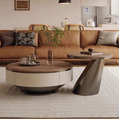 Edles Couchtisch Set 2er Set mit Braun Holz Design 90x35cm