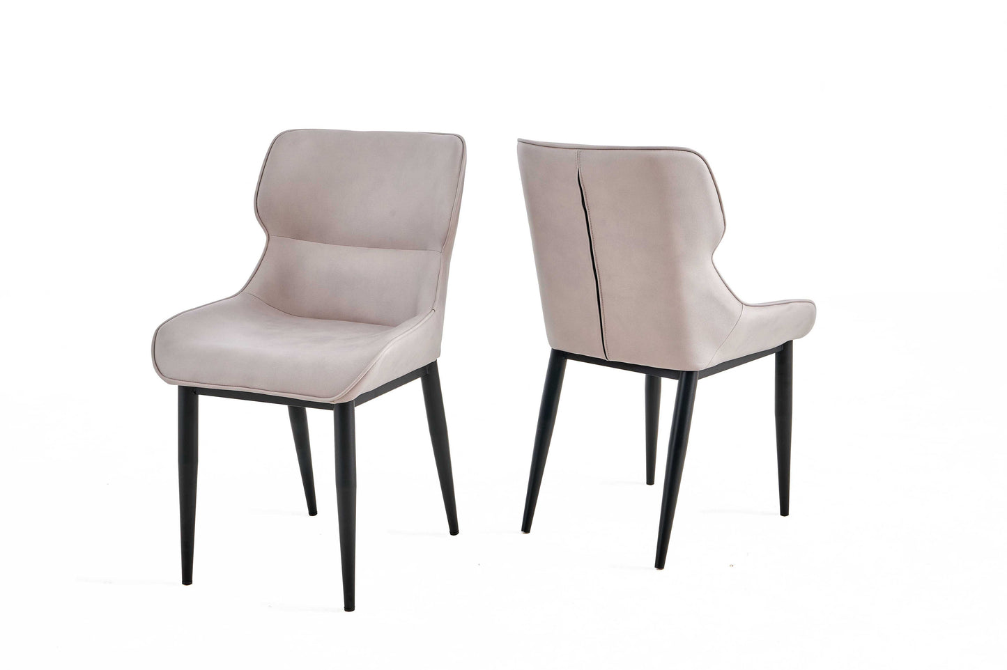2er Set Esszimmerstühle Polsterstuhl Samt mit Rückenlehne bis 120 kg belastbar schwarze Metallbeine Cream Schlichtes Design
