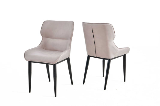 2er Set Esszimmerstühle Polsterstuhl Samt mit Rückenlehne bis 120 kg belastbar schwarze Metallbeine Cream Schlichtes Design