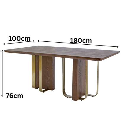 Esstisch Tema in edler Holzoptik 180x100 cm braun