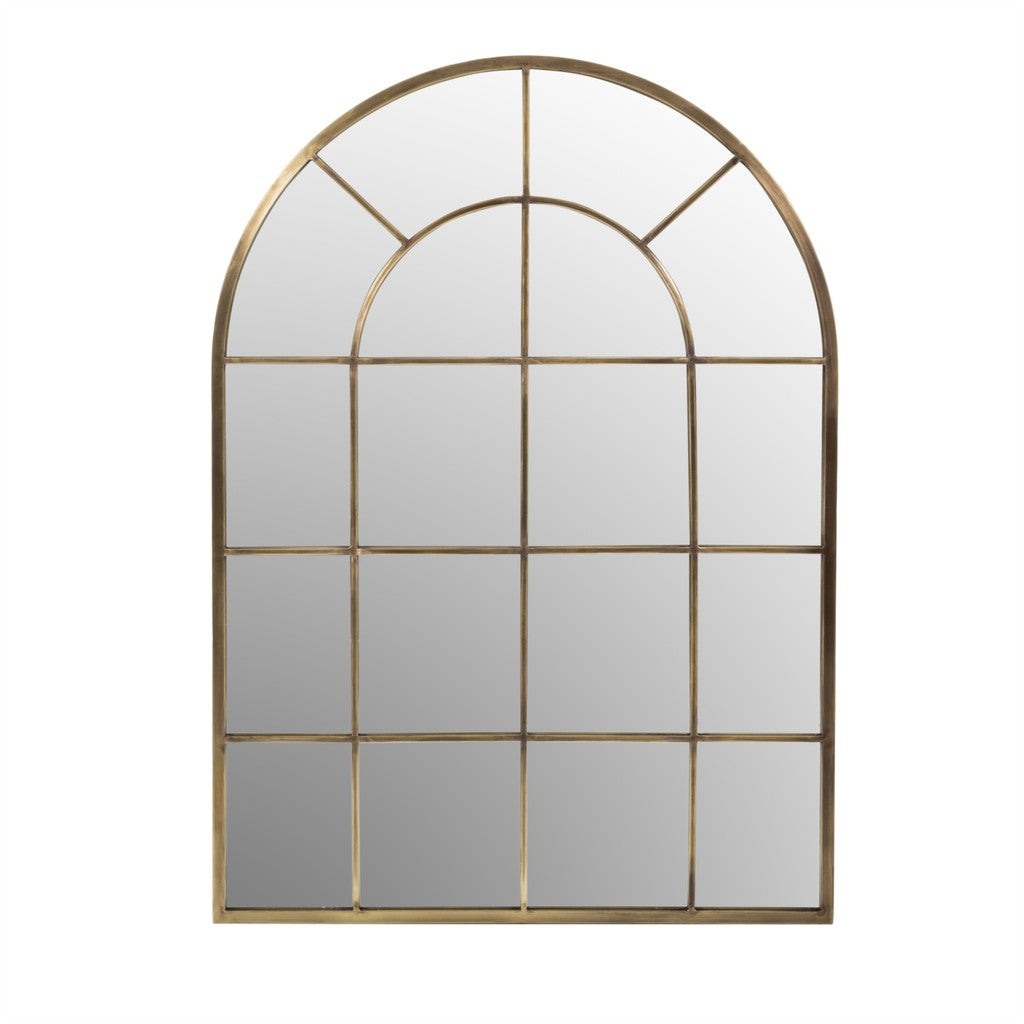 Spiegel gewölbt im Fensterdesign – 93 x 124 cm – Rahmen in edlem Gold