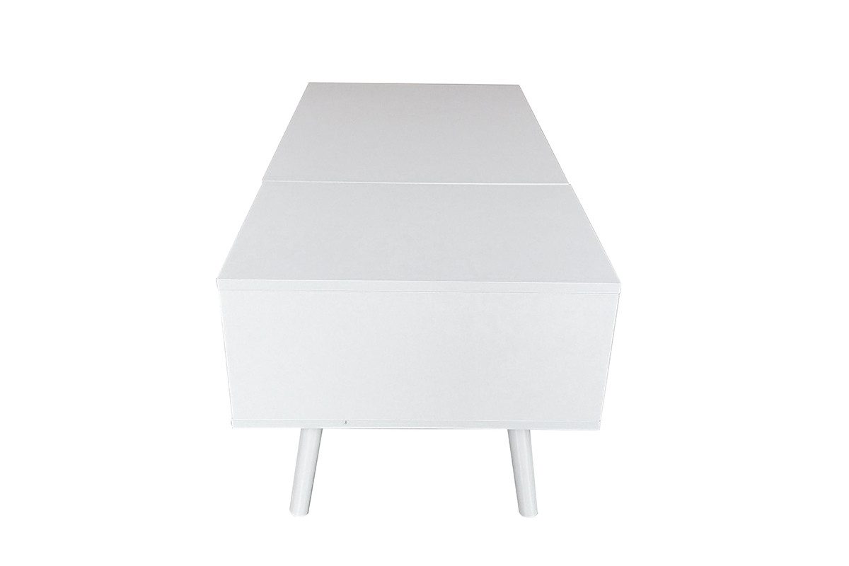 Couchtisch MALMÖ mit Lift-Top Funktion & verstecktem Stauraum, 100x50 cm weiß