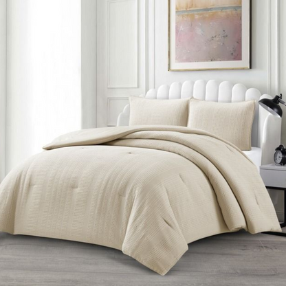 Tagesdecke Afet Überwurf Decke 3-Teilig 240 x 250 cm , atmungsaktiv 2-Personen beige