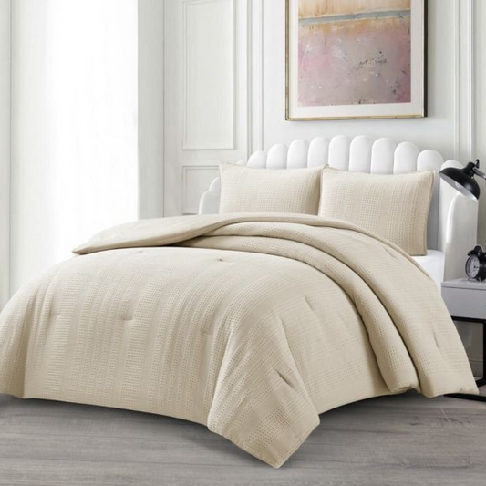 Tagesdecke Afet Überwurf Decke 3-Teilig 240 x 250 cm , atmungsaktiv 2-Personen beige