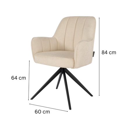 Esszimmerstuhl AVOLA Eleganter Polsterstuhl in Beige mit Armlehnen Beige