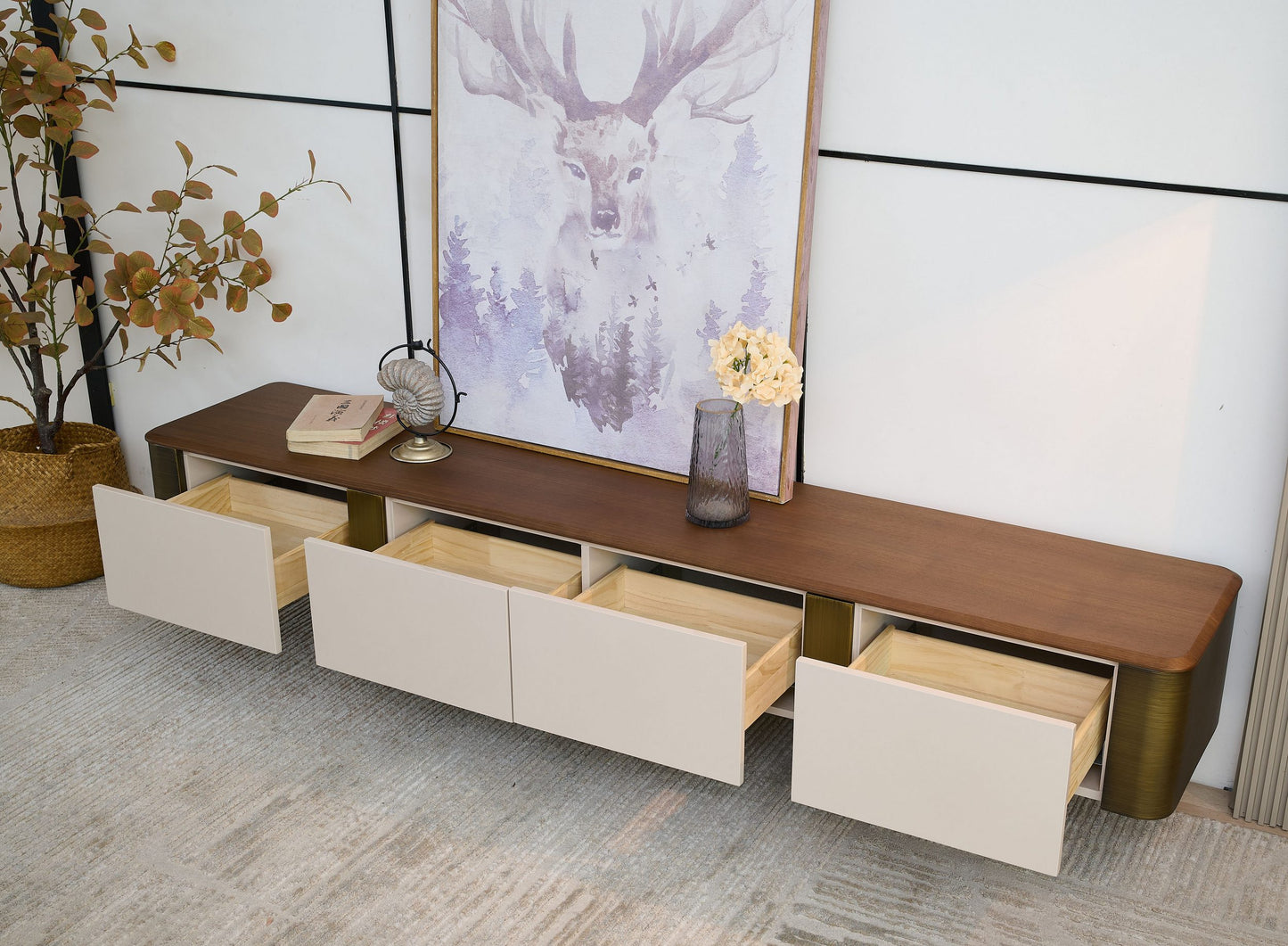 TV-Schrank Sideboard 200 cm mit 4 Schubladen TV Lowboard