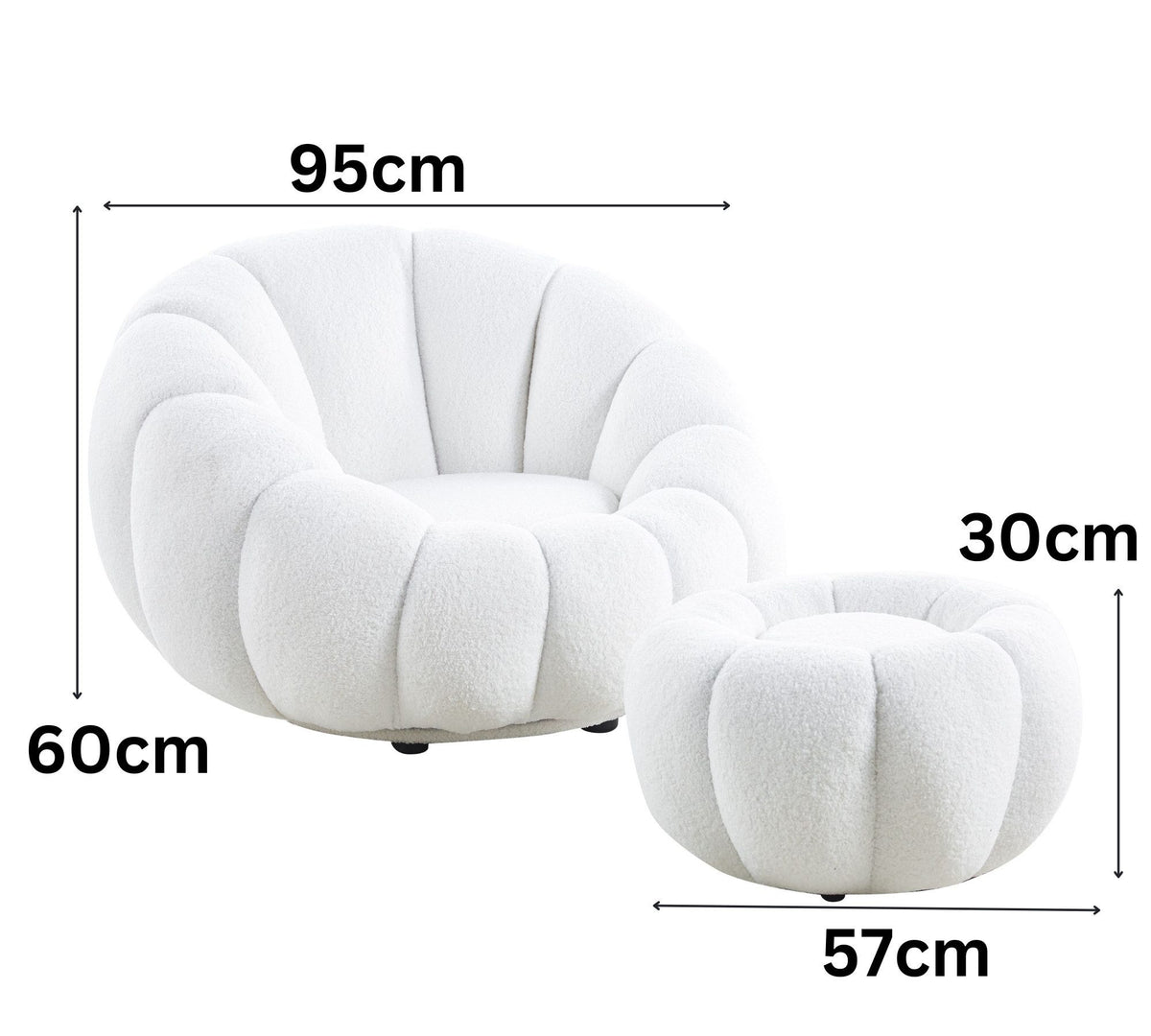 Drehsessel Kürbis Sessel 360° Drehfunktion Relaxsessel inkl. Hocker