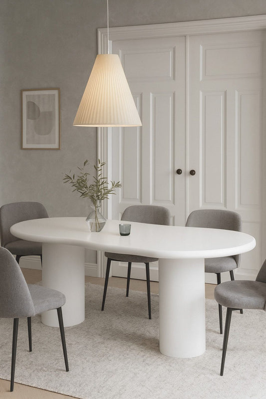 Esstisch Bobbio in weiß MDF organisches Design 200 cm