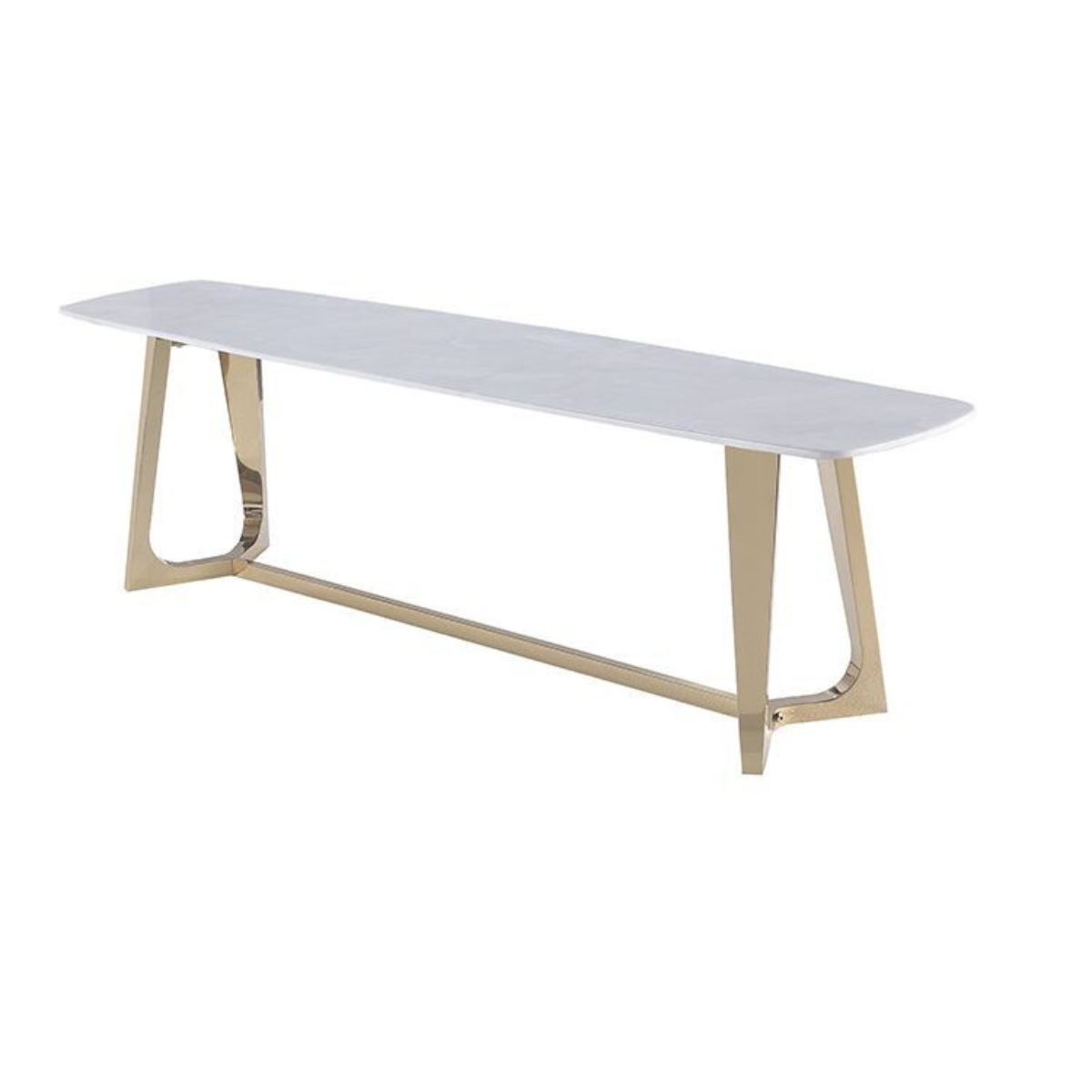 Moderner Rechteckige TV Bank Bari Tischplatte aus Marmoroptik  180 cm Gold