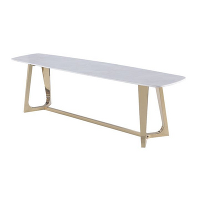 Moderner Rechteckige TV Bank Bari Tischplatte aus Marmoroptik  180 cm Gold