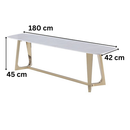 Moderner Rechteckige TV Bank Bari Tischplatte aus Marmoroptik  180 cm Gold