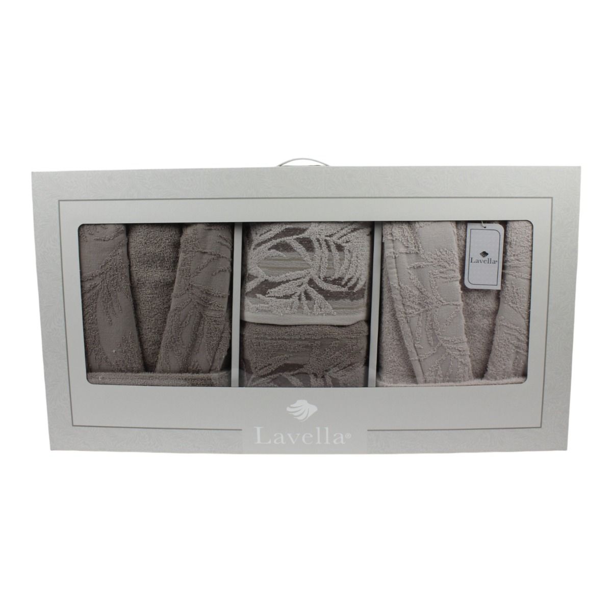 Bademantel - Wellness Set Duru 6-teiliges Luxus Set aus Baumwolle Beige-Hellbeige