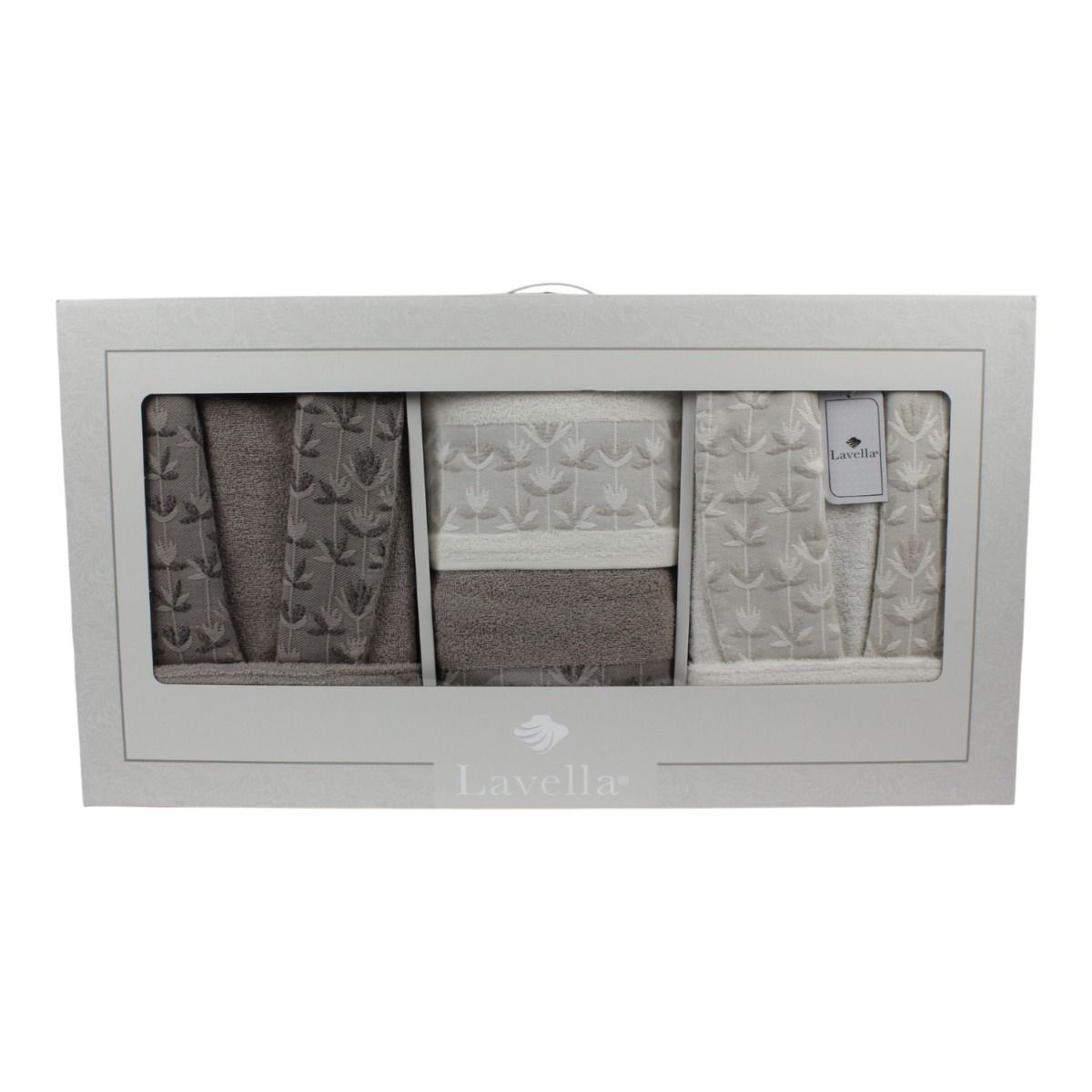 Bademantel - Wellness Set Sibel 6-teiliges Luxus Set aus Baumwolle Beige-Creme