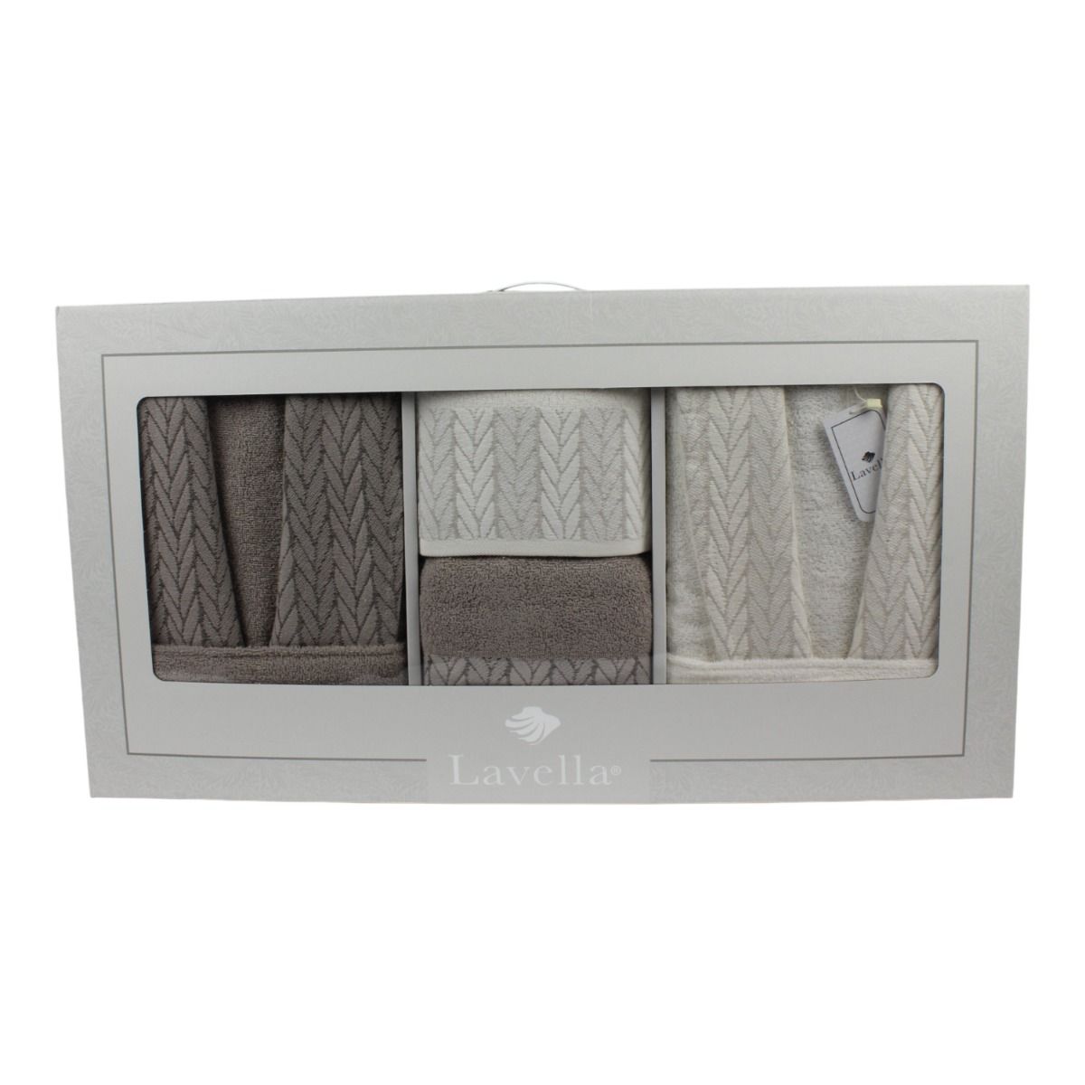 Bademantel - Wellness Set Sena 6-teiliges Luxus Set aus Baumwolle Beige-Creme