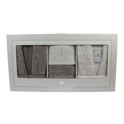 Bademantel - Wellness Set Vera 6-teiliges Luxus Set aus Baumwolle Beige-Creme