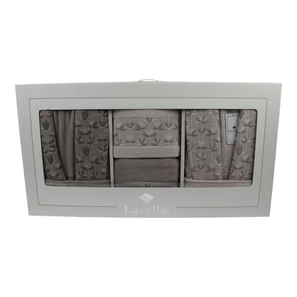 Bademantel - Wellness Set Sibel 6-teiliges Luxus Set aus Baumwolle Beige-Hellbeige