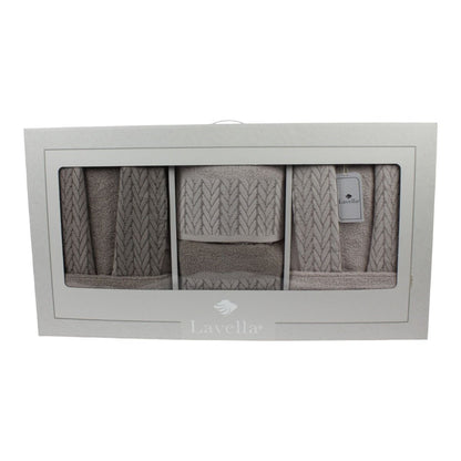 Bademantel - Wellness Set Sena 6-teiliges Luxus Set aus Baumwolle Beige-Hellbeige