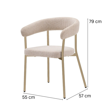 Esszimmerstuhl NARDO Eleganter Armlehnstuhl in Creme-Beige