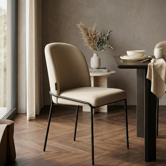 Esszimmerstuhl SALVE VELLUTO Eleganter Samtstuhl in Monochrom-Beige/Schwarz