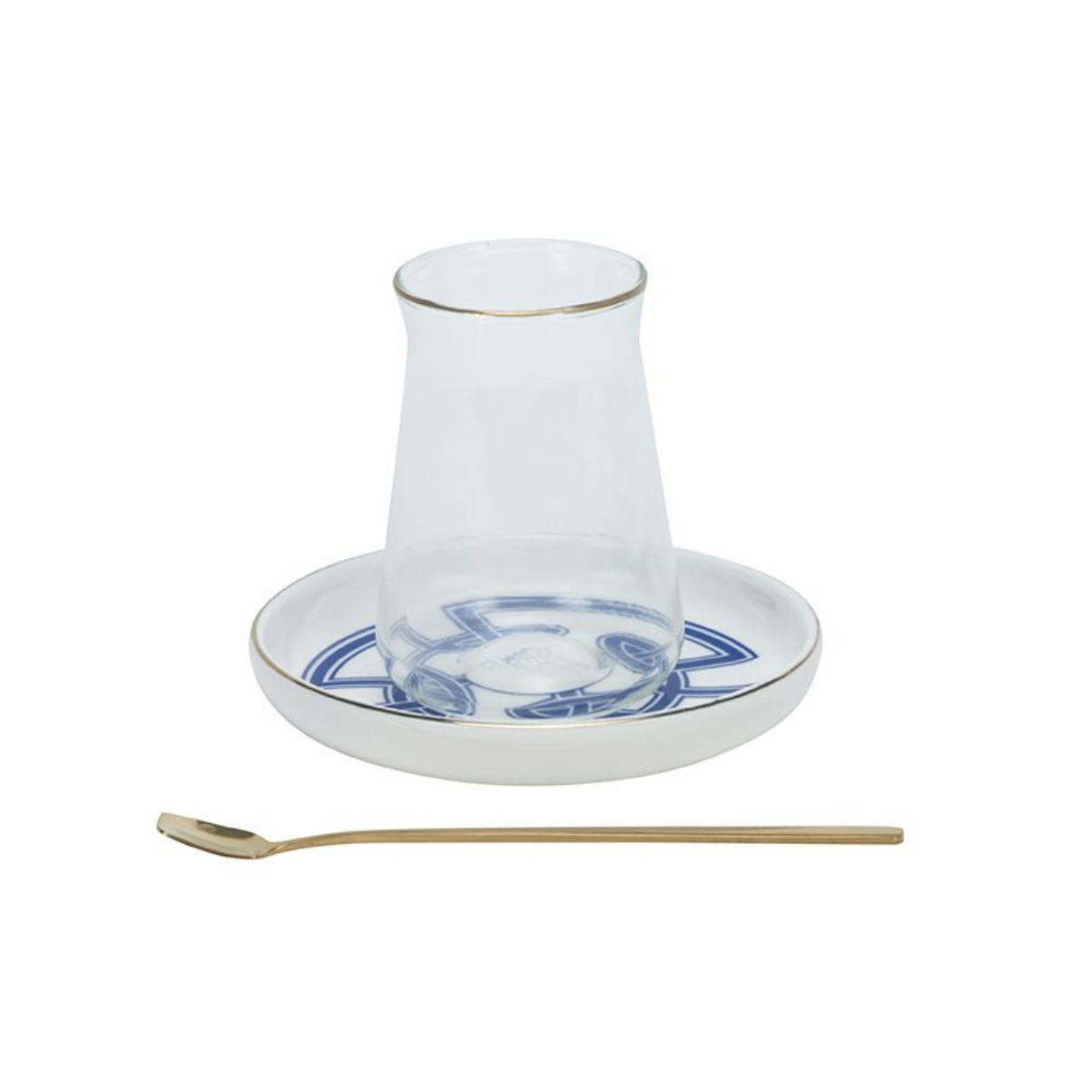 Bricard Ottomans 02 Teeglas-Set mit Keramik-Untersetzern – 18-teilig Blau
