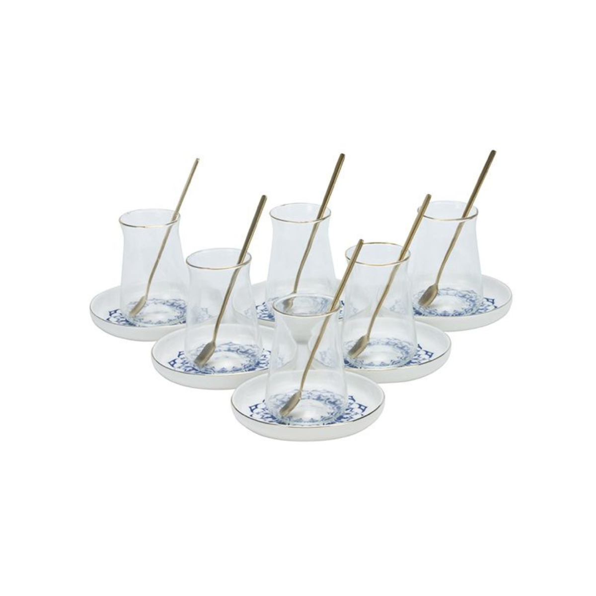 Bricard Ottomans 01 Teeglas-Set mit Keramik-Untersetzern – 18-teilig Blau